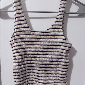Hollister Purple and Cream Striped Tank Top